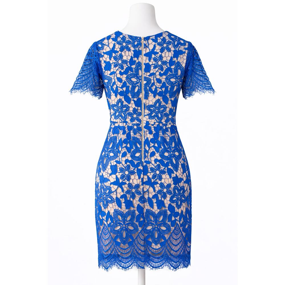 NWOT Blue Floral Crochet Formal Dress Size 2 Bodycon Y2K Party Cocktail - Picture 2 of 5
